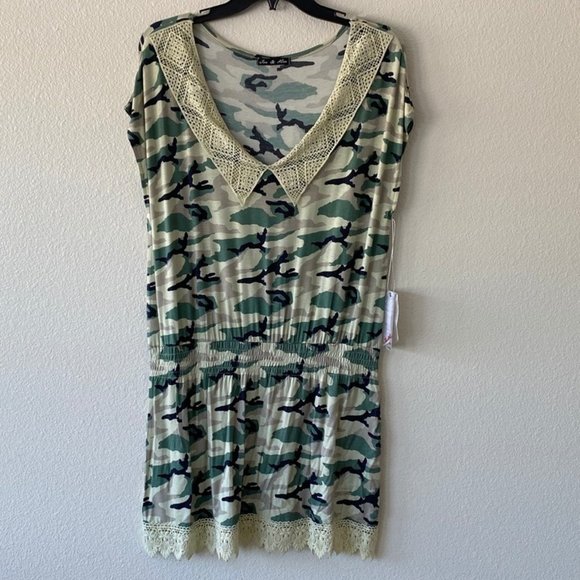 Green Camouflage Tunic with at Elastic Waste - Picture 1 of 2